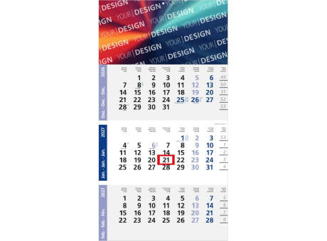 3-Monatskalender Einblatt Logic 3 Post A EXPRESS Design-Kalendarium