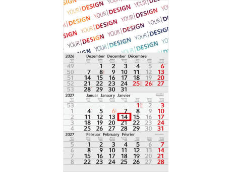 3-Monatskalender Einblatt Budget 3 RECYCLING Schrift modern