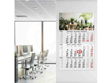 3-Monatskalender Einblatt Budget 3 RECYCLING Schrift modern