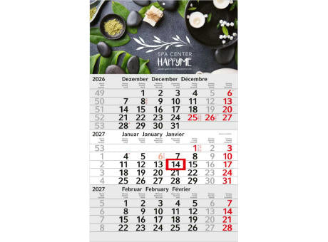 3-Monatskalender Einblatt Budget 3 Schrift modern