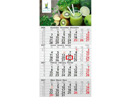 4-Monatskalender Einblatt Budget 4 RECYCLING Schrift modern