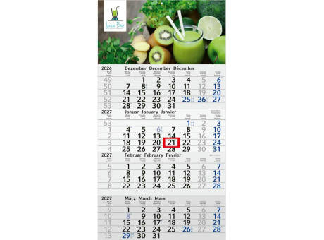 4-Monatskalender Einblatt Budget 4 RECYCLING Schrift modern