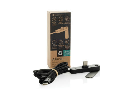 Aluvia RCS 65W-PD-Kabel mit verstellbarem Handyhalter