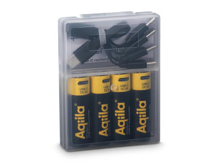 Aqiila wiederaufladbare USB-C-Batterien AA 2000 mAh, 4er-Pack