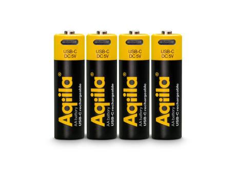 Aqiila wiederaufladbare USB-C-Batterien AA 2000 mAh, 4er-Pack