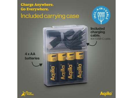 Aqiila wiederaufladbare USB-C-Batterien AA 2000 mAh, 4er-Pack