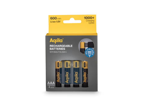 Aqiila Wiederaufladbare USB-C-Batterien AAA 600 mAh, 4er-Pack