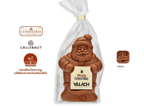 Schoko Weihnachtsmann mit Schokoschild, 1 Stück, Inhalt: Weihnachtsmann 80 g