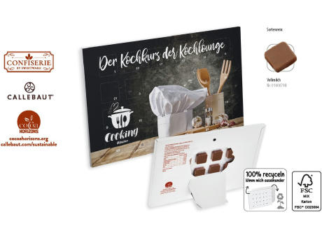 Countdown-Eventkalender Tischkalender, 24 Stück, Inhalt: Callebaut Vollmilch Schokolade Kalender