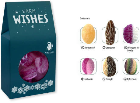 Beutelschachtel mit Weihnachtsbonbons, 60 g, Inhalt: Bonbon Bratapfel