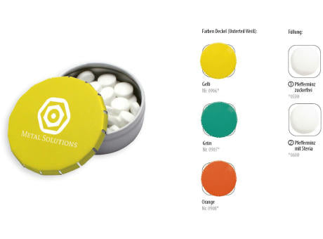 Klick-Dose-45 Duo Colour, grün / weiß 12 g, Inhalt: Pfefferminz-Pastillen; zuckerfrei