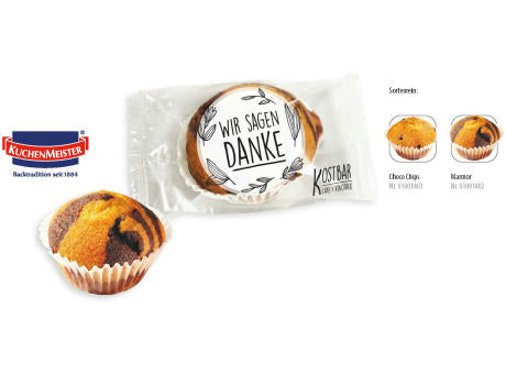 Mini Muffin im Flowpack, 1 Stück, Inhalt: Mini Muffin Marmor