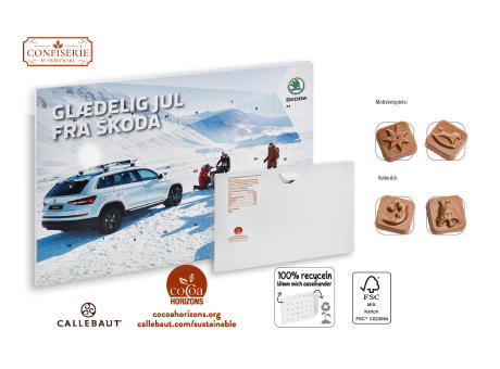 Wand Adventskalender individuell bedruckt, 75 g, Inhalt: Callebaut Vollmilch Schokolade Kalender