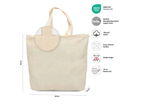 CADAQUES – Baumwolltasche mit Bodenfalte und langen Henkeln