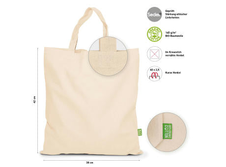DARWIN – BIO-Baumwolltasche mit kurzen Henkeln
