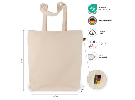 LEIPZIG – Baumwolltasche mit langen Henkeln und Bodenfalte (Made in Germany)