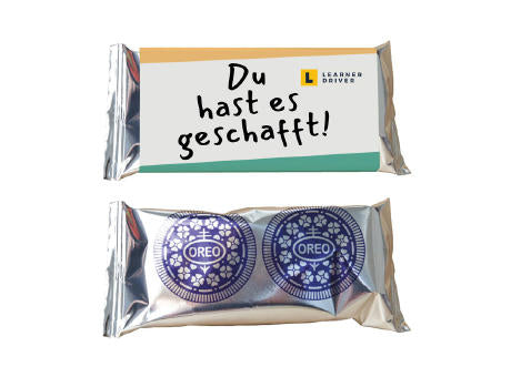 Oreo im Werbeschuber