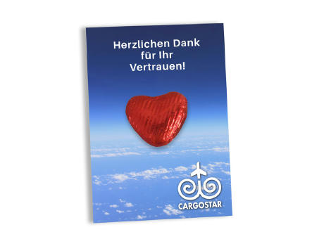 Karte A7 mit Schokoherz Groß
