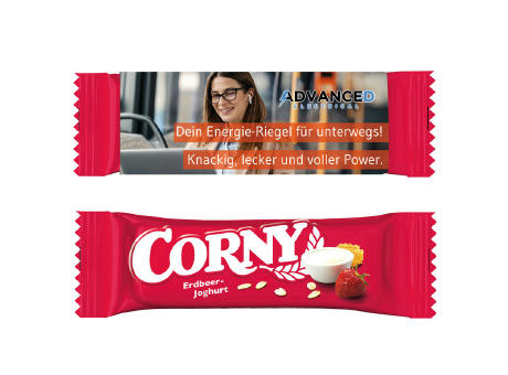 Corny im Werbeschuber