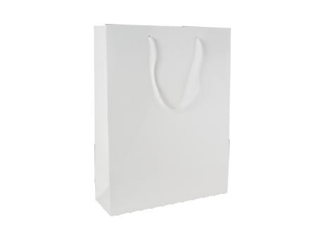 Glanz-laminierte Papiertasche weiß 220x100x275 mm