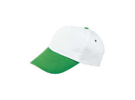 Cap 5 Panel weiß mit farbigem Schirm und Klettverschluss