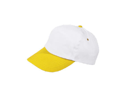 Cap 5 Panel weiß mit farbigem Schirm und Klettverschluss