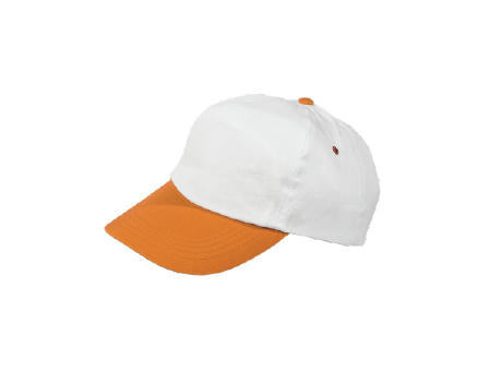 Cap 5 Panel weiß mit farbigem Schirm und Klettverschluss
