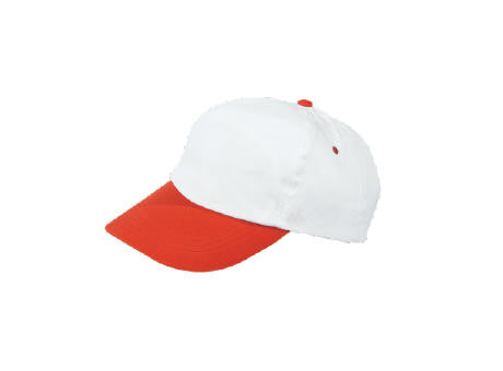 Cap 5 Panel weiß mit farbigem Schirm und Klettverschluss