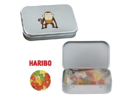 Blechdose mit Scharnier mit ca. 60 gr. Haribo Goldbärchen
