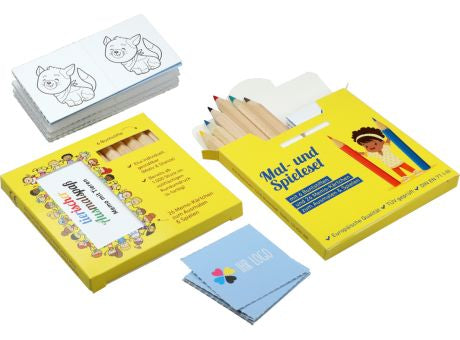 Buntstifte, Buntstifte-Memo Set, inkl. 4c Rundumdruck, mit 6 Bunstiften