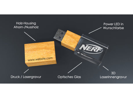 USB CRYSTAL 3D wood, (64GB) 3.0