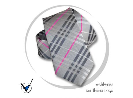 Krawatte Kollektion Dessin 43-3C - Grau mit magenta Streifen