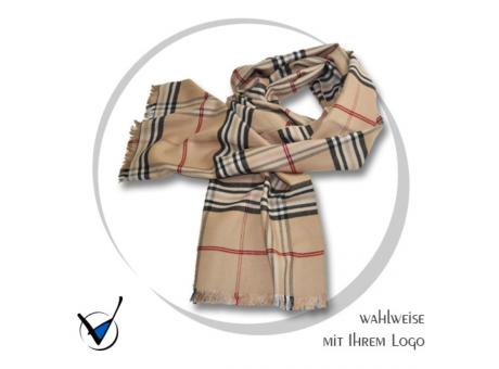 Viskoseschal Karo, Farbe 3 camel-schwarz-rot
