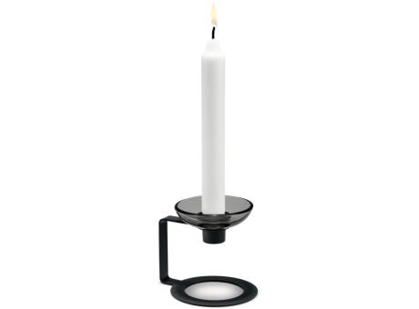 Holmegaard LUMI Kerzenständer einarmig 9cm schwarz