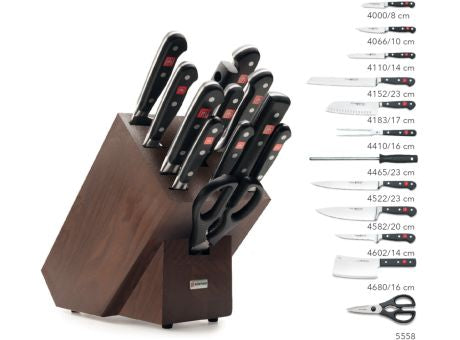 Wüsthof CLASSIC Messerblock Eschenholz braun mit 12 Teilen