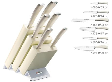 Wüsthof CLASSIC IKON CREME Messerblock Eschenholz cremeweiss mit 6 Teilen