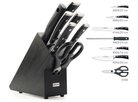 Wüsthof CLASSIC IKON Messerblock Eschenholz schwarz mit 7 Teilen