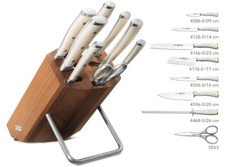 Wüsthof CLASSIC IKON CREME Messerblock Thermobuchenholz mit 8 Teilen