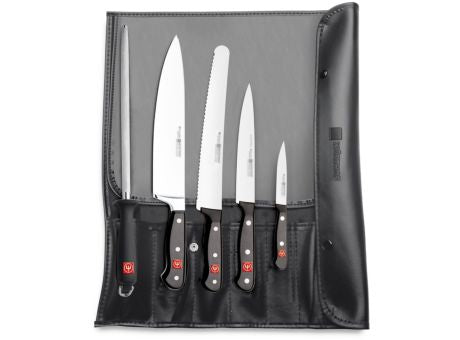 Wüsthof Starter Rolltasche bestückt mit 5 Teilen aus der CLASSIC und GOURMET Serie inkl. Brotmesser