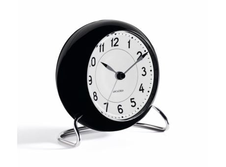 Arne Jacobsen Station Tischuhr mit Alarmfunktion schwarz Ø11cm