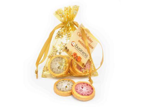 Organzasäckchen Christmas gold mit Kärtchen