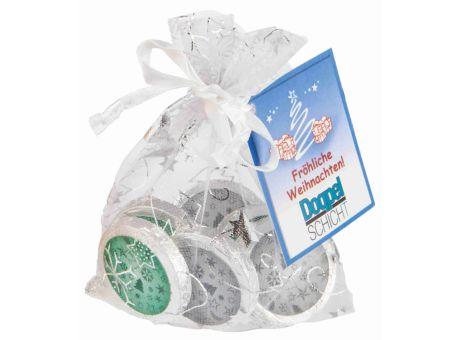 Organzasäckchen Christmas silber mit Kärtchen