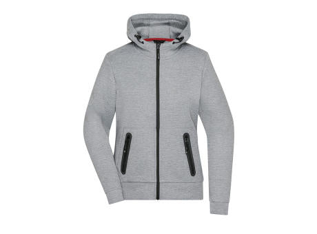 Ladies' Hooded Jacket - Kapuzenjacke mit modischen Details in Melange-Optik
