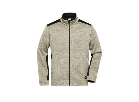 Men's Knitted Workwear Fleece Jacket - STRONG - - Pflegeleichte Strickfleece Jacke im Materialmix