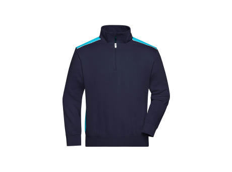 Workwear Half-Zip Sweat - COLOR - - Sweatshirt mit Stehkragen, Reißverschluss und Kontrasteinsätzen
