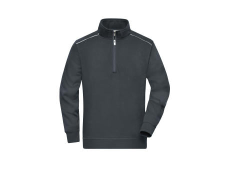 Workwear Half-Zip Sweat - SOLID - - Sweatshirt mit Stehkragen, Reißverschluss und Kontrastpaspel