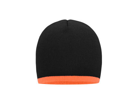 Beanie with Contrasting Border - Enganliegende Strickmütze ohne Umschlag