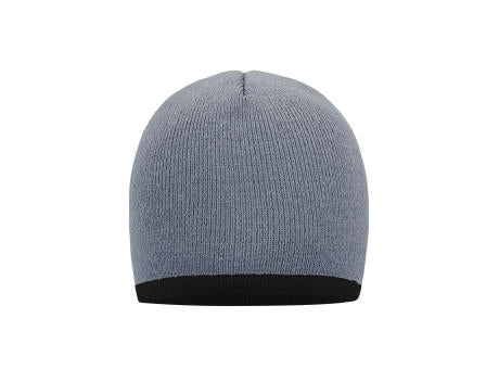 Beanie with Contrasting Border - Enganliegende Strickmütze ohne Umschlag