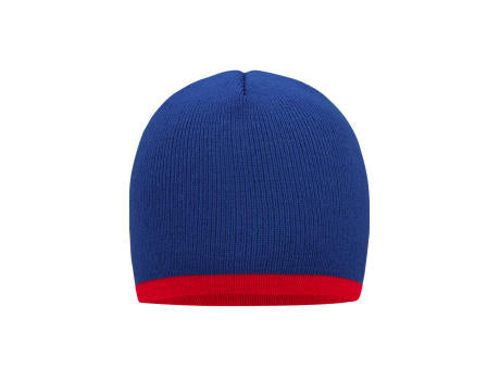 Beanie with Contrasting Border - Enganliegende Strickmütze ohne Umschlag
