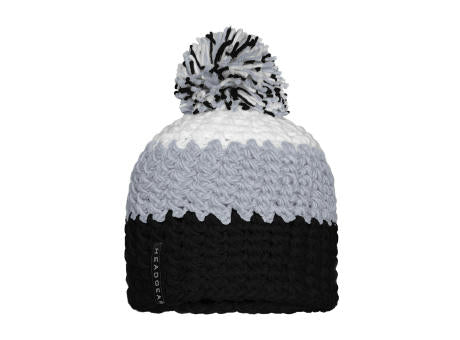 Crocheted Cap with Pompon - Angesagte 3-farbige Häkelmütze mit Pompon